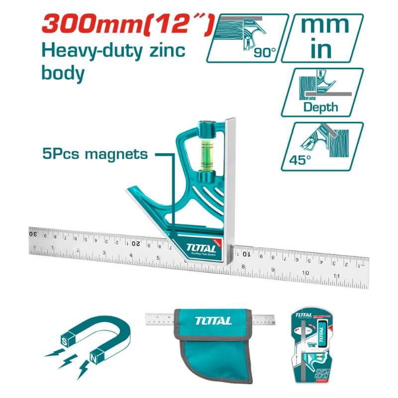 Total Tools Magnetic Lock Combination Square (TMT653005)