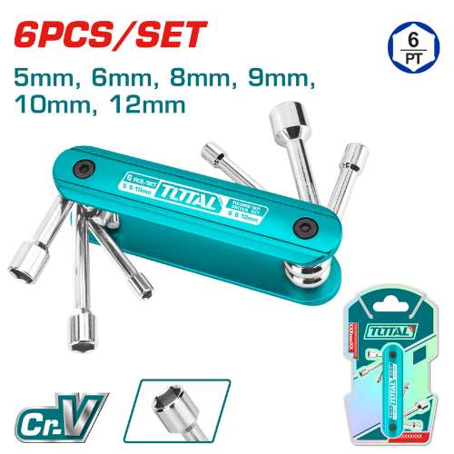 Total Tools 6 Pcs Folding Nut Driver Set (THFND061)