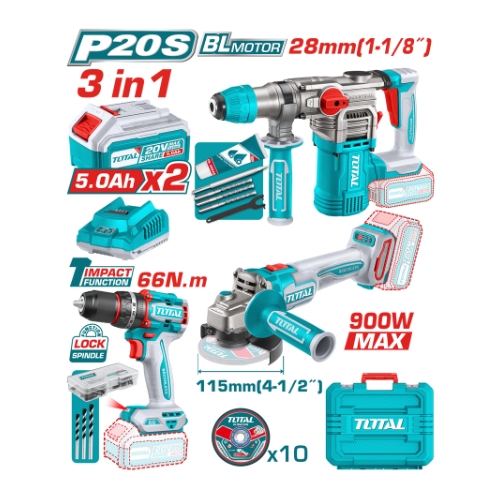 Total Tools Cordless 3 pcs combo kit (TOSLI241183)