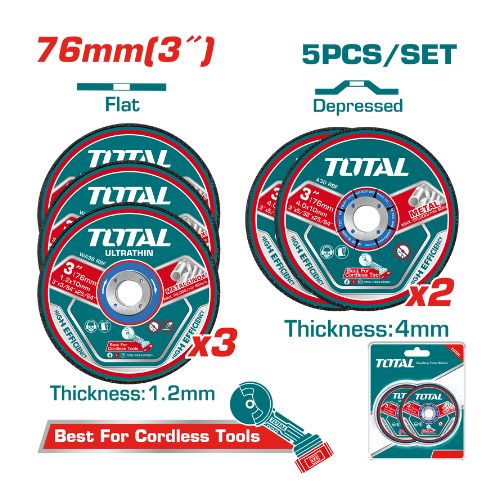 Total Tools 5PCS Abrasive Metal Cutting and Grinding Disc Set (TAC303768)