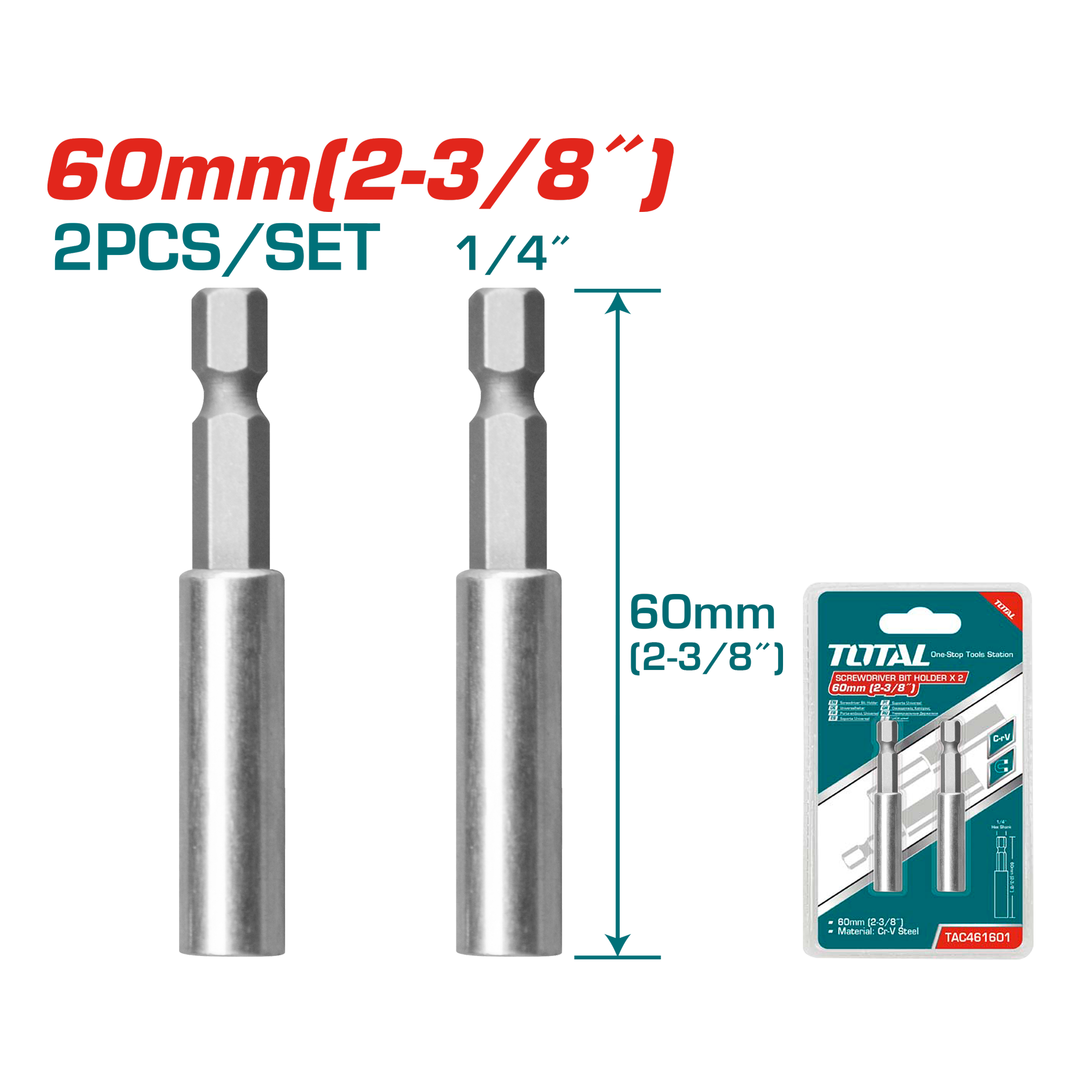 Total Tools Screwdriver Bit Holder 60mm (TAC461601)