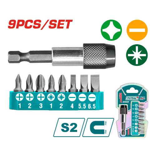 Total Tools 9 PCS SCREWDRIVER BITS SET (TACSD3091)