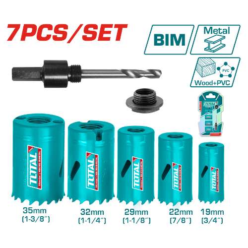 Total Tools 7Pcs Bi-Metal Hole Saw Set (TACSH1071)