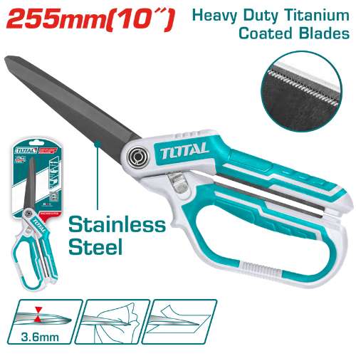 Total Tools Rubber Grip Long-Blade Heavy Duty Scissors (THSCRS832558)