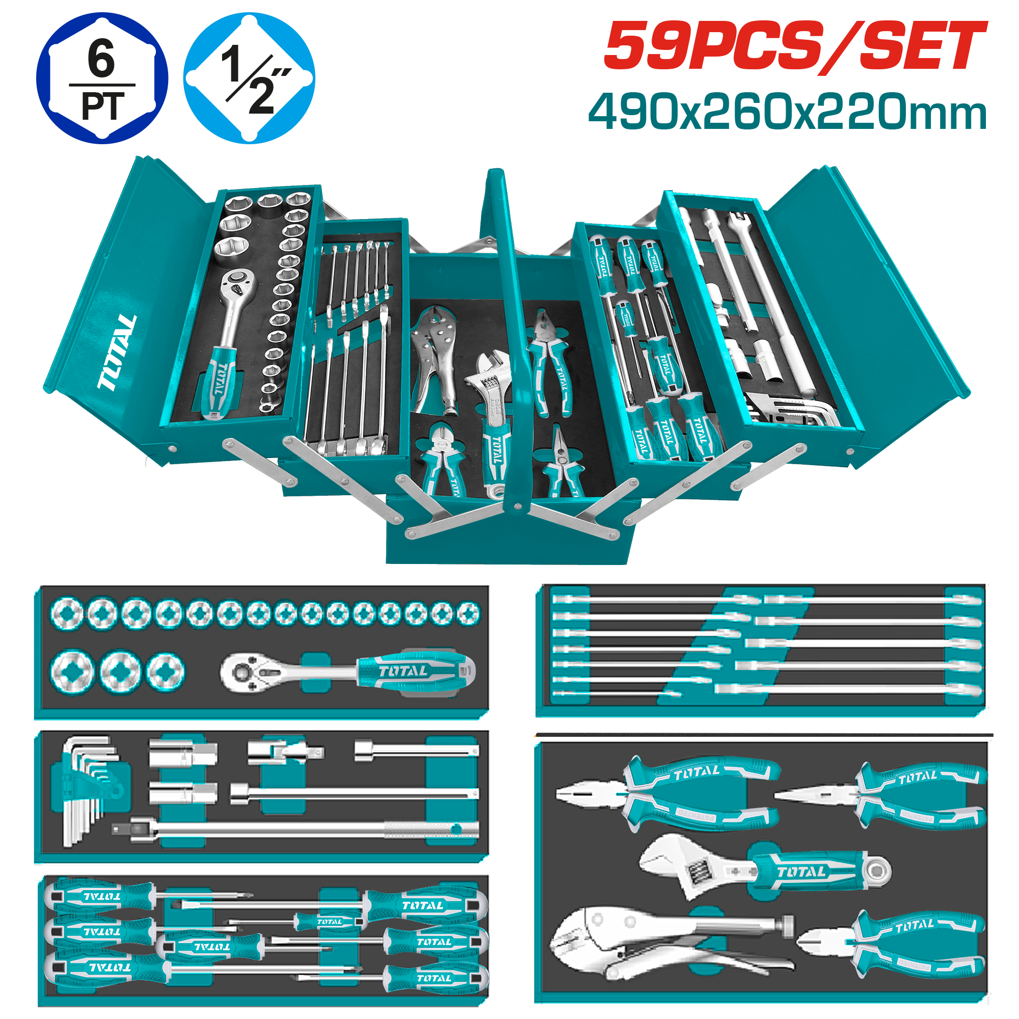 Total Tools 59 Pcs Tools Chest Set (THTCS12591)