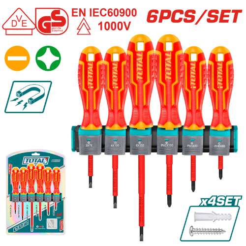 Total Tools 6 PCS INSULATED SCREWDRIVER SET (THTIS566)