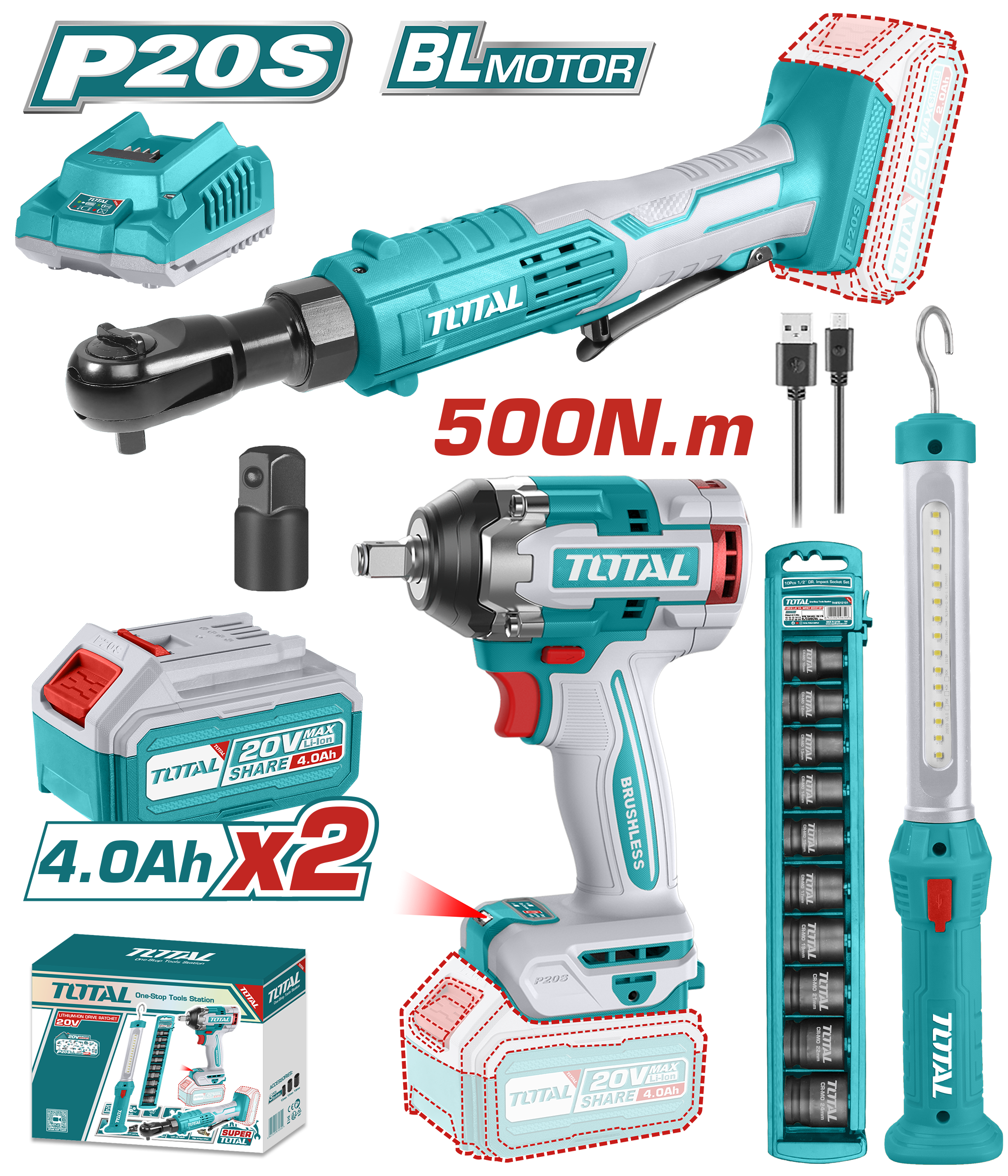 Total Tools Cordless 3 pcs combo kit (TOSLI240461)