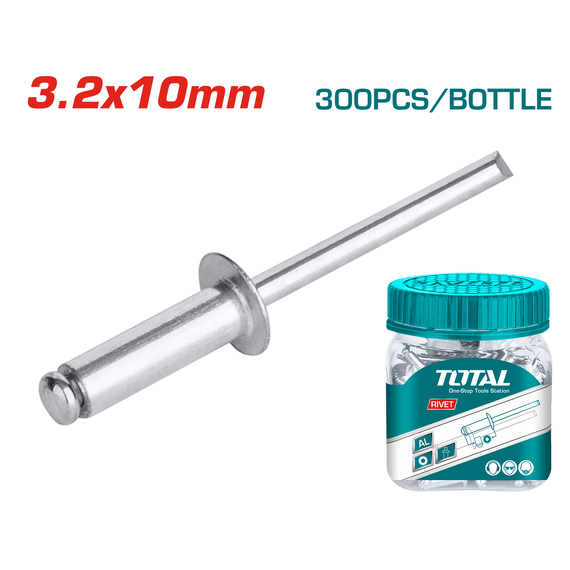 Total Tools 300Pcs Rivet 3.2x10mm (WJRT3201011)