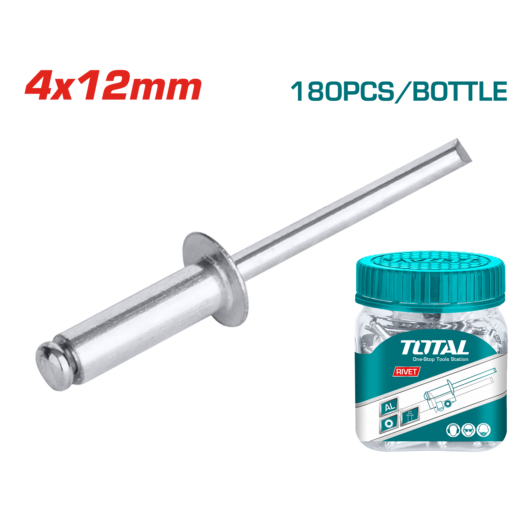 Total Tools 180Pcs Rivet 4x12mm (WJRT4001211)