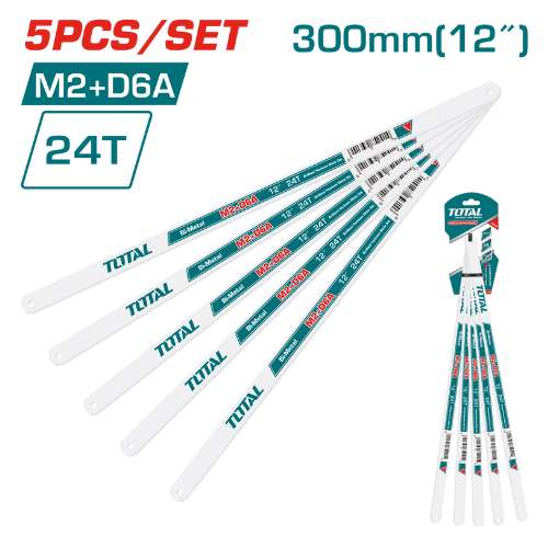 Total Tools 5Pcs 300mm Bi-Metal Hacksaw Blade Set (THTKT58245)