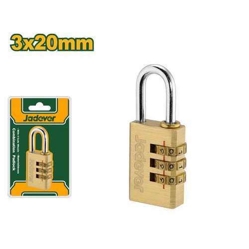 Jadever 3 Digit brass combination padlock (JDPD3423)