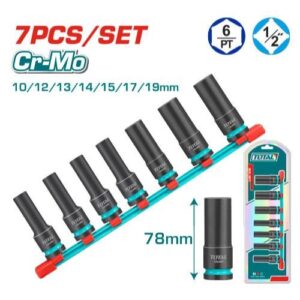 Total Tools 7 Pcs 1/2"DR. Deep impact socket set (THKISD12073L)