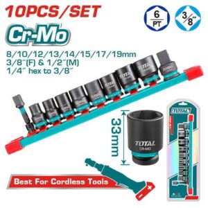 Total Tools 10 Pcs 3/8" DR. Impact socket set (THTISD38104)